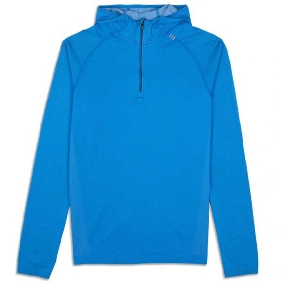 Lululemon Men's Quarter Zip Lightweight Pullover W/Hood In Blue- Size Small - Picture 1 of 10